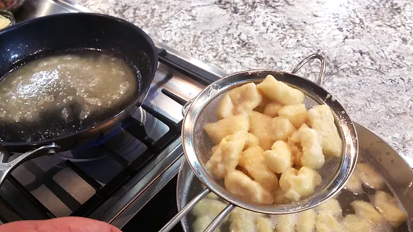 Gnocchi in strainer